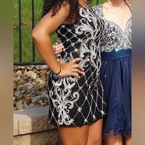 Sequined Black Homecoming Dress